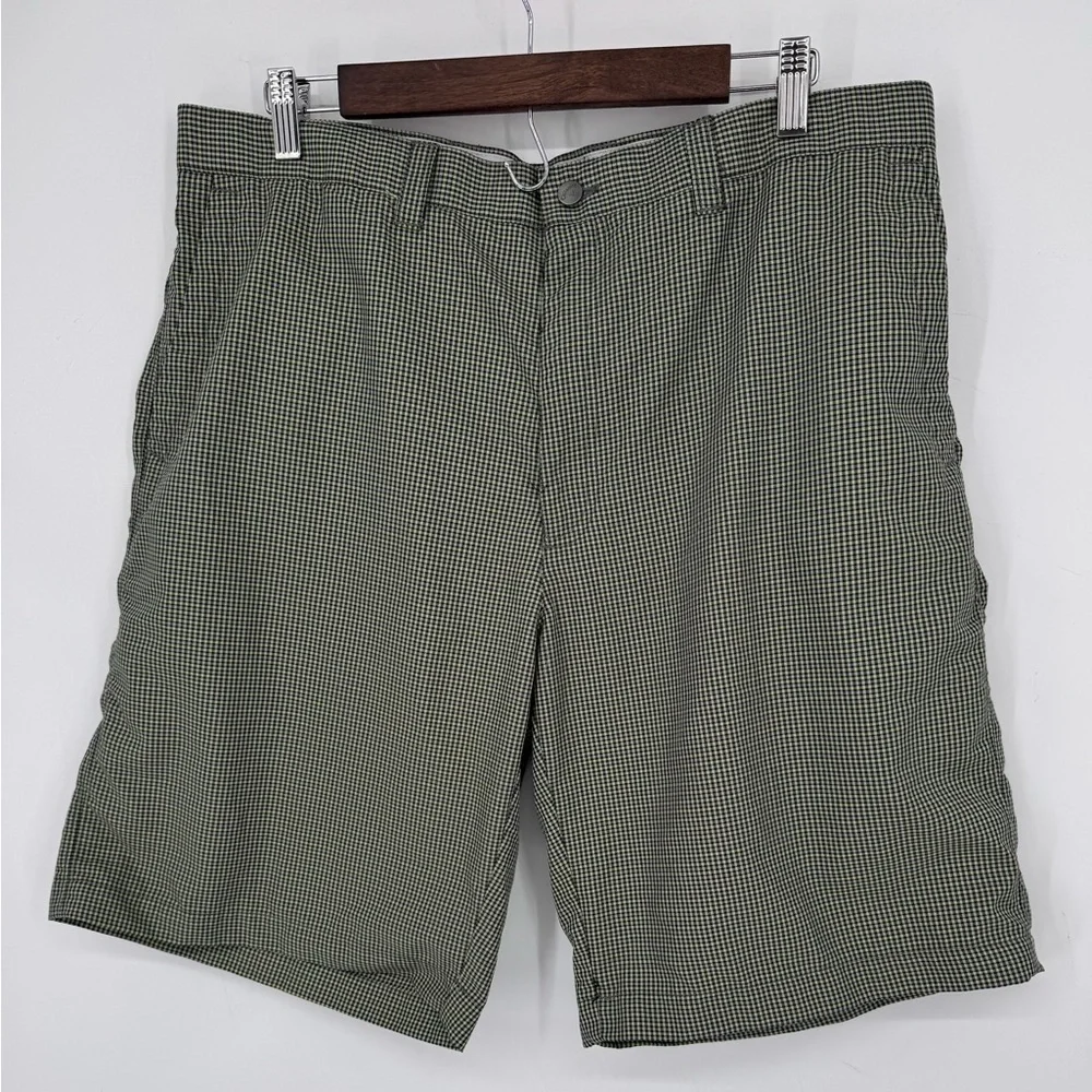 Callaway Black Gray & Green Checkered Golf Shorts With Grip Waistband Men's 38